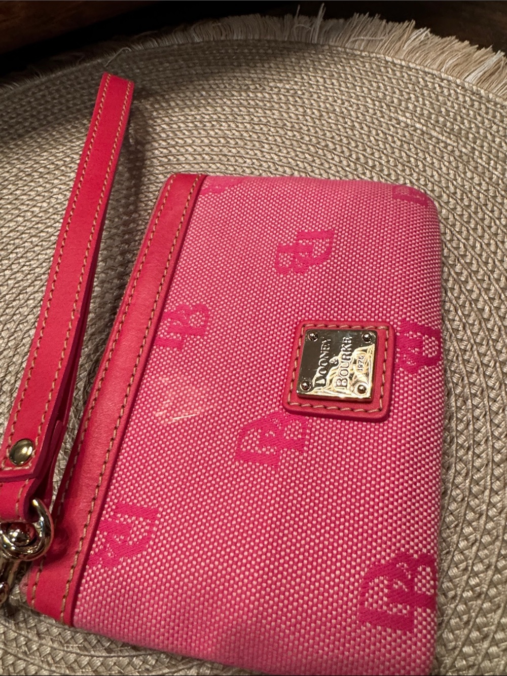Dooney & Bourke Hot Pink Logo Zip Wristlet - Picture 10 of 10
